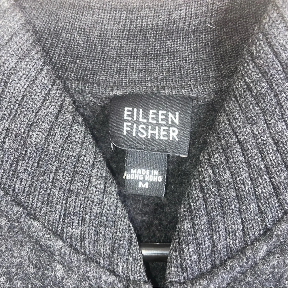 Eileen Fisher Gray Wool Bomber Jacket Size Medium - Picture 6 of 8